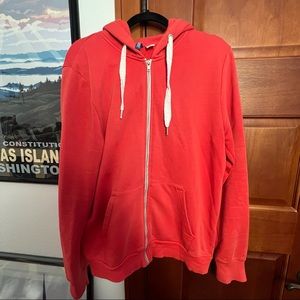 H&M coral zip-up hoodie